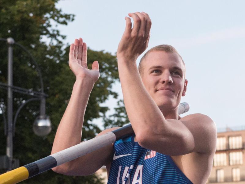 Sam Kendricks ist mit dem Sieg in Aachen 2017 weiter ungeschlagen Sam Kendricks ist mit dem Sieg in Aachen 2017 weiter ungeschlagen