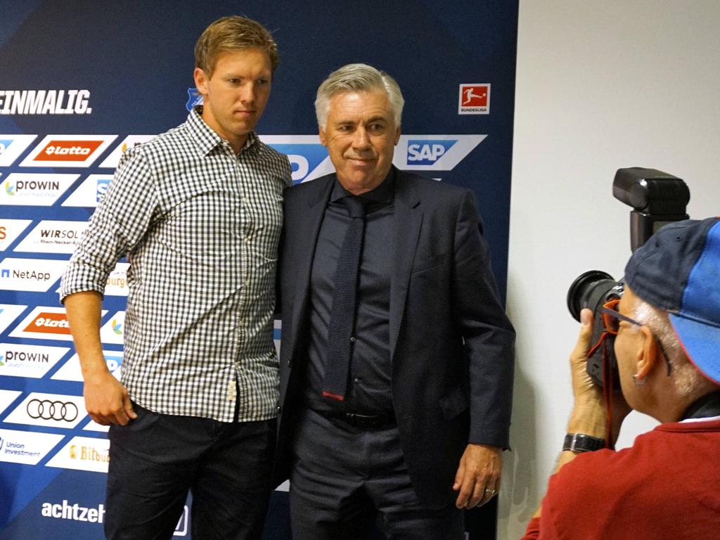 Bayern-Trainer Ancelotti (re.) hat sich zu Nagelsmann geäußert Bayern-Trainer Ancelotti (re.) hat sich zu Nagelsmann geäußert