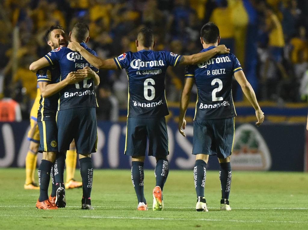 América feiert den Sieg im Hinspiel América feiert den Sieg im Hinspiel