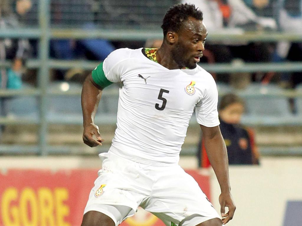 Michael Essien in actie voor Ghana in de oefenwedstrijd tegen Montenegro. (05-03-2014) Michael Essien in actie voor Ghana in de oefenwedstrijd tegen Montenegro. (05-03-2014)