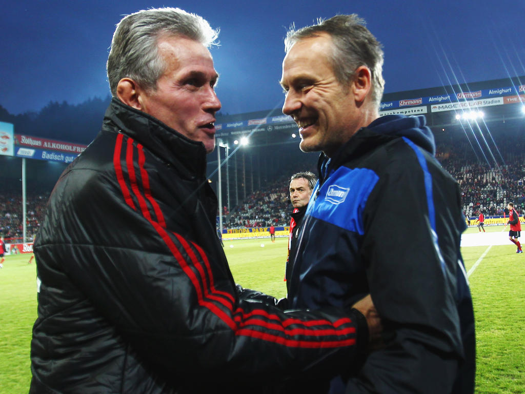 Christian Streich (re.) erwartet gegen Heynckes' FCB ein hartes Stück Arbeit Christian Streich (re.) erwartet gegen Heynckes' FCB ein hartes Stück Arbeit