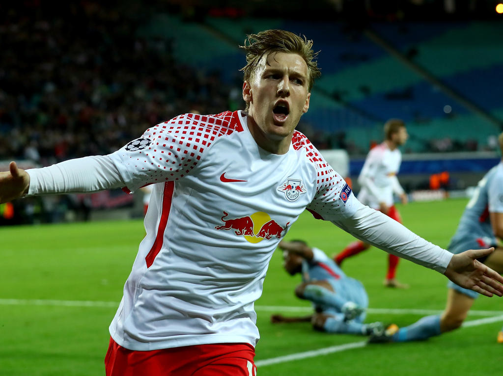 Emil Forsberg erzielte das erste Champions-League-Tor für RB Leipzig Emil Forsberg erzielte das erste Champions-League-Tor für RB Leipzig