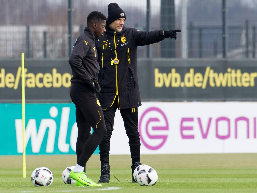 Thomas Tuchel (r.) zeigt sich von Ousmane Dembélé beeindruckt Thomas Tuchel (r.) zeigt sich von Ousmane Dembélé beeindruckt