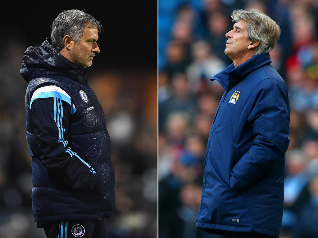 Manuel Pellegrini (r.) will mit Manchester City wieder an Chelsea und José Mourinho heranrücken Manuel Pellegrini (r.) will mit Manchester City wieder an Chelsea und José Mourinho heranrücken
