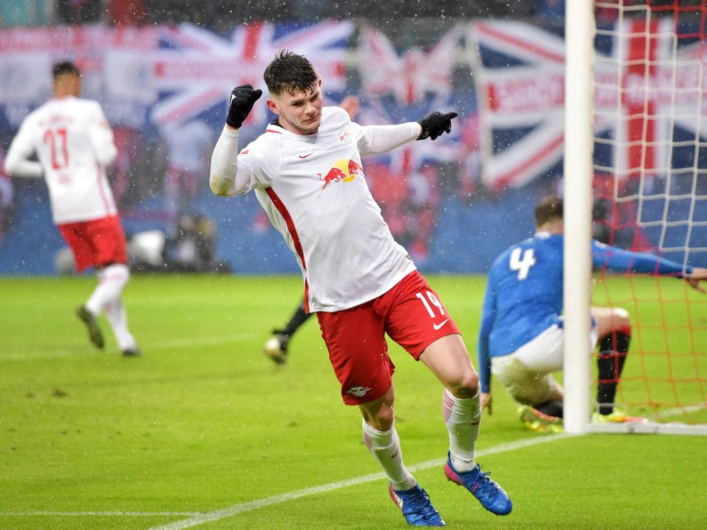 Oliver Burke von RB Leipzig erzielte gegen seine Landsleute einen Treffer Oliver Burke von RB Leipzig erzielte gegen seine Landsleute einen Treffer