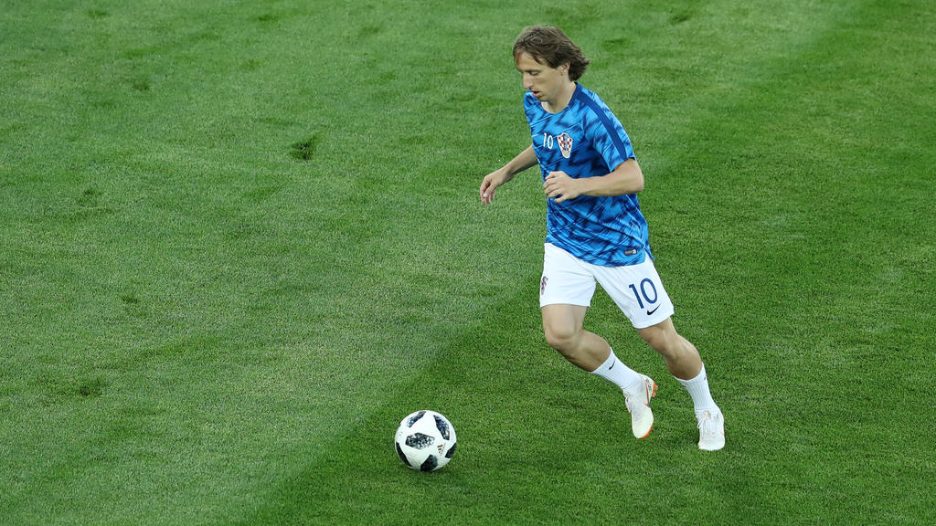 Kroatiens Star Luka Modric beim Aufwärmen