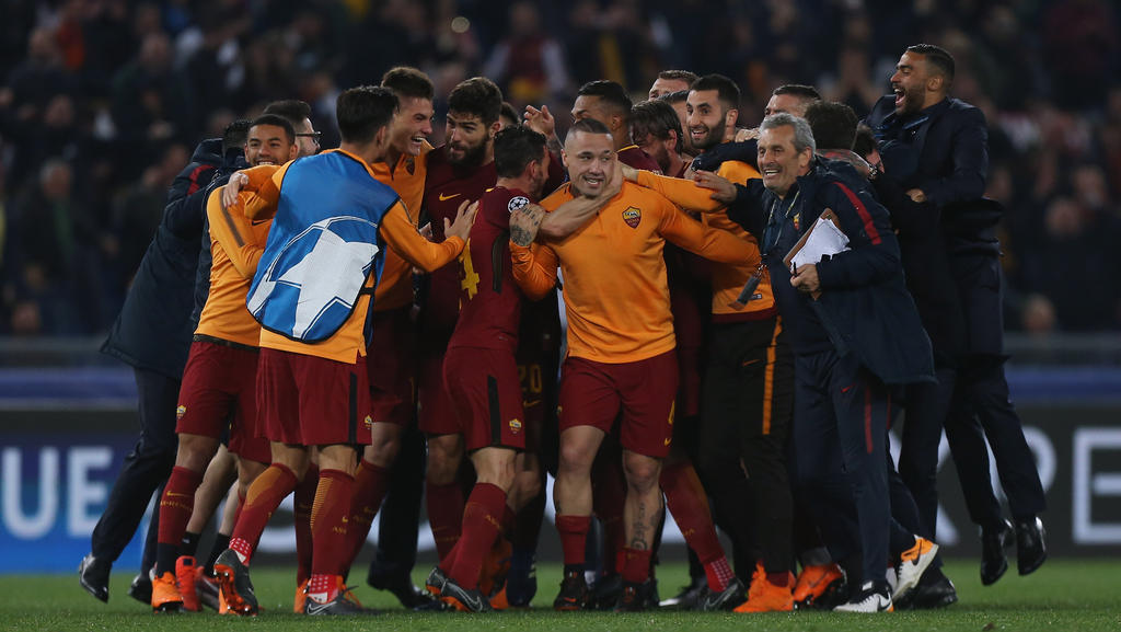 Die AS Rom feiert die Sensation gegen Barcelona